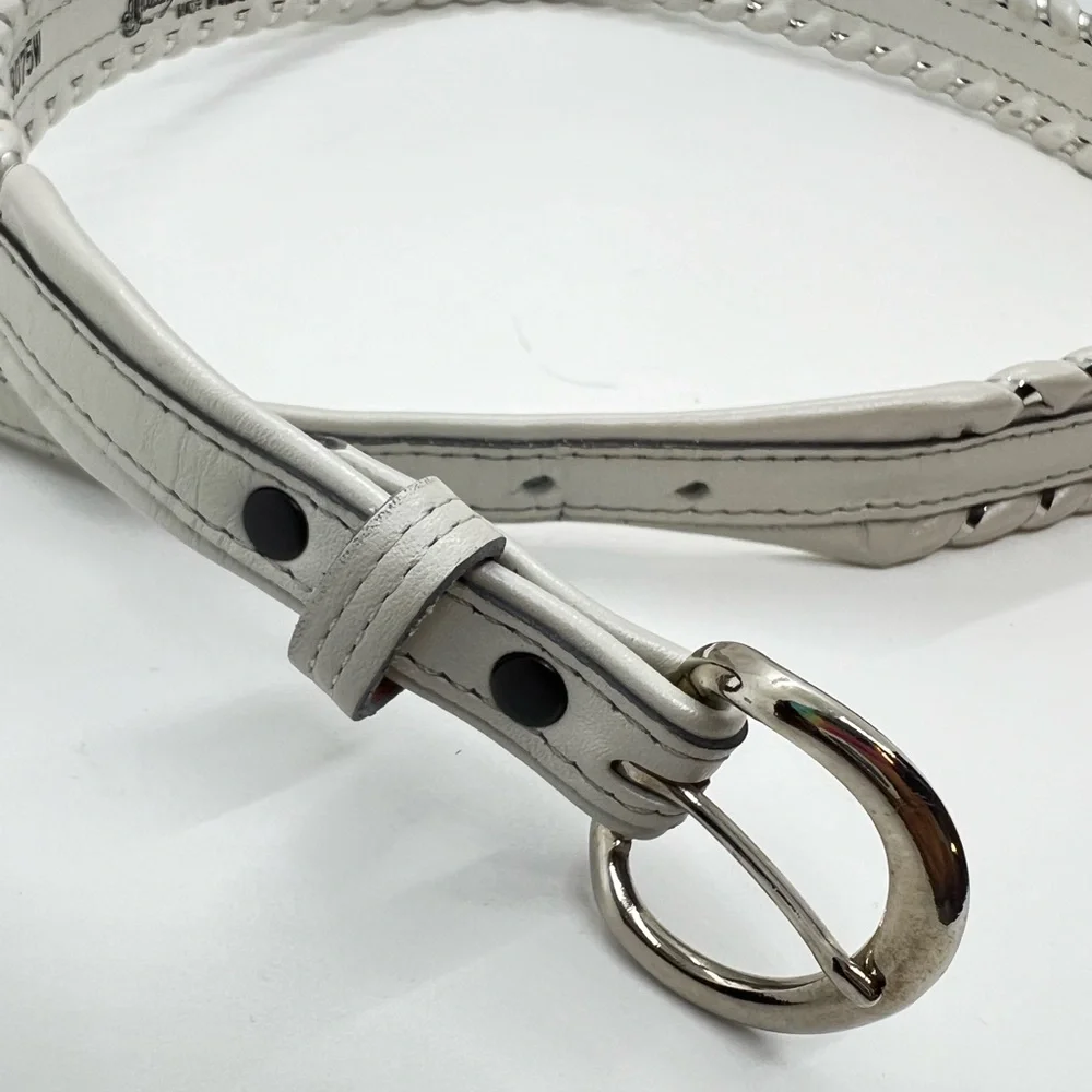 Justin Top Grain Cowhide White and Silver Leather Belt Sz 30